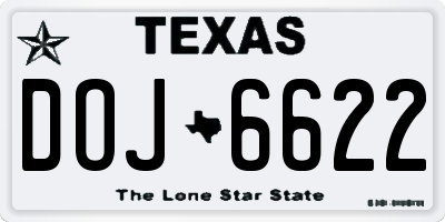 TX license plate DOJ6622