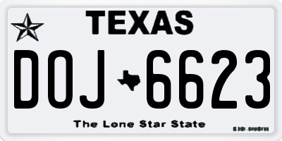 TX license plate DOJ6623
