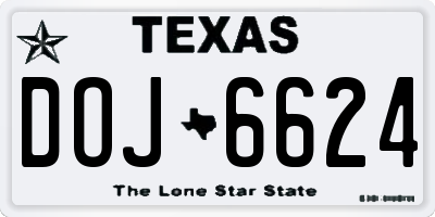 TX license plate DOJ6624