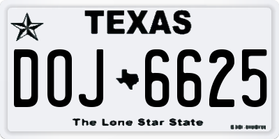 TX license plate DOJ6625