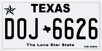 TX license plate DOJ6626