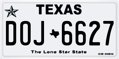 TX license plate DOJ6627
