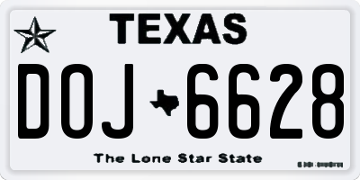 TX license plate DOJ6628