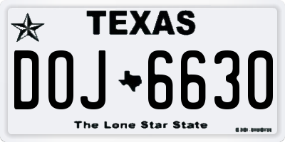 TX license plate DOJ6630