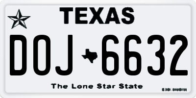 TX license plate DOJ6632
