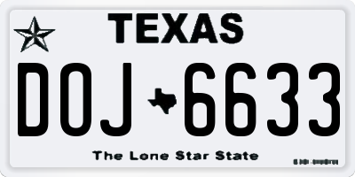 TX license plate DOJ6633