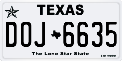 TX license plate DOJ6635
