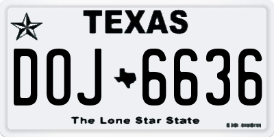 TX license plate DOJ6636