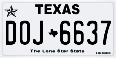 TX license plate DOJ6637