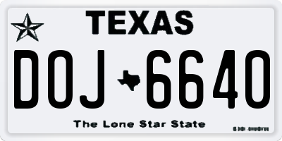 TX license plate DOJ6640