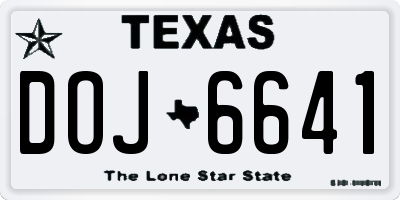 TX license plate DOJ6641