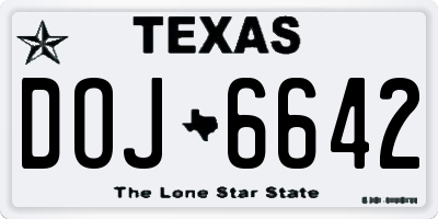 TX license plate DOJ6642