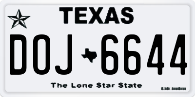 TX license plate DOJ6644