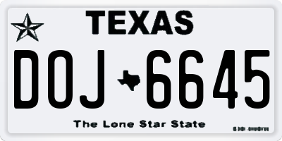 TX license plate DOJ6645