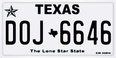 TX license plate DOJ6646