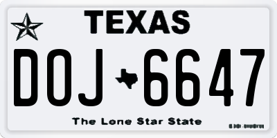 TX license plate DOJ6647