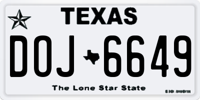 TX license plate DOJ6649