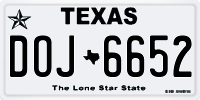 TX license plate DOJ6652