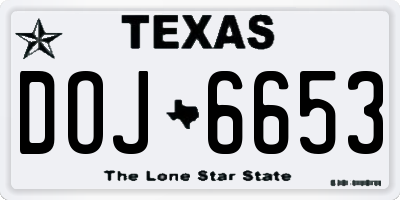 TX license plate DOJ6653