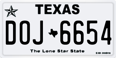 TX license plate DOJ6654