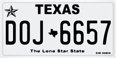 TX license plate DOJ6657
