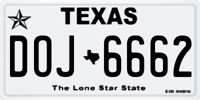 TX license plate DOJ6662