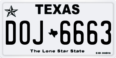 TX license plate DOJ6663