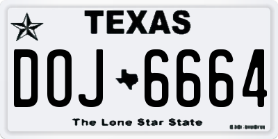 TX license plate DOJ6664