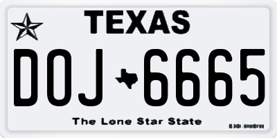 TX license plate DOJ6665