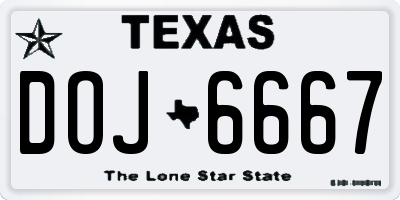 TX license plate DOJ6667