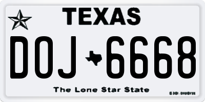 TX license plate DOJ6668