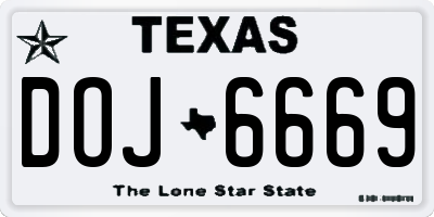 TX license plate DOJ6669