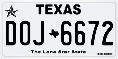 TX license plate DOJ6672