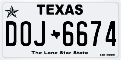 TX license plate DOJ6674