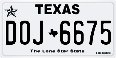 TX license plate DOJ6675