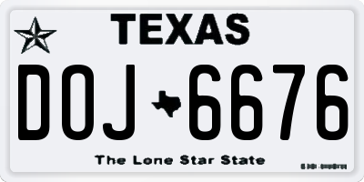 TX license plate DOJ6676