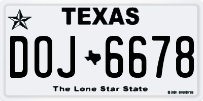 TX license plate DOJ6678