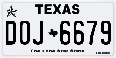 TX license plate DOJ6679