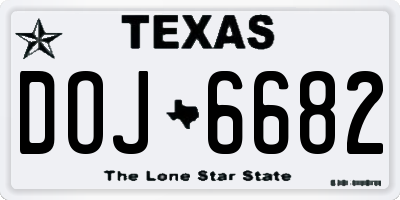 TX license plate DOJ6682