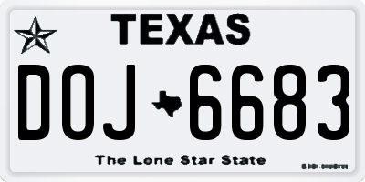 TX license plate DOJ6683