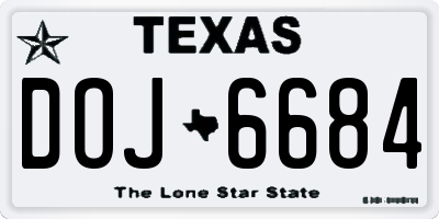 TX license plate DOJ6684