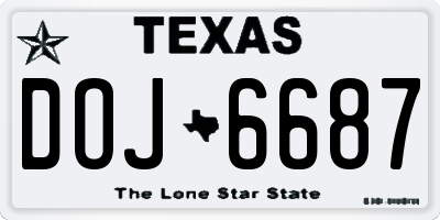 TX license plate DOJ6687