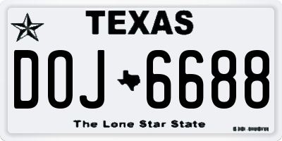 TX license plate DOJ6688