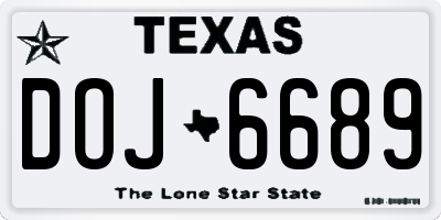 TX license plate DOJ6689