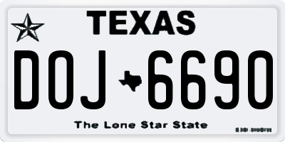 TX license plate DOJ6690