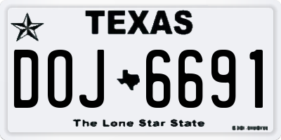 TX license plate DOJ6691