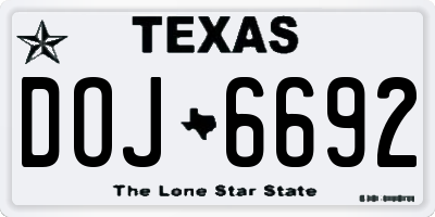 TX license plate DOJ6692