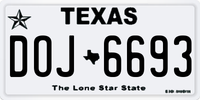 TX license plate DOJ6693