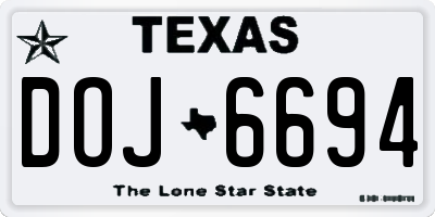 TX license plate DOJ6694
