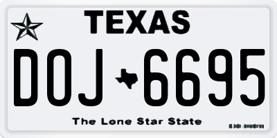 TX license plate DOJ6695